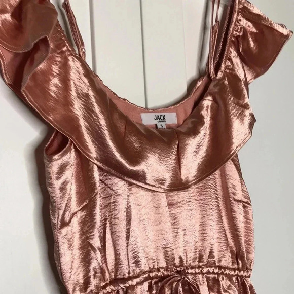 JACK by BB Dakota Textured Satin Ruffle Off Shoulder Dress - Picture 3 of 11